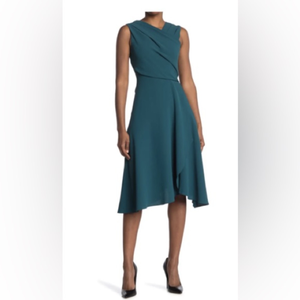 Reiss Marlin Wrap Style Midi Dress Teal Green Size UK 4/ US 0